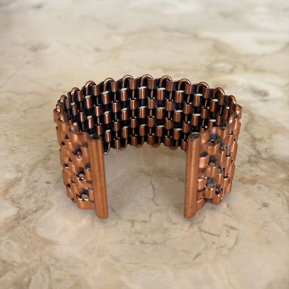 Renoir Copper Basket Weave Cuff Bracelet Vintage Mid Century Modernist - Picture 6 of 10